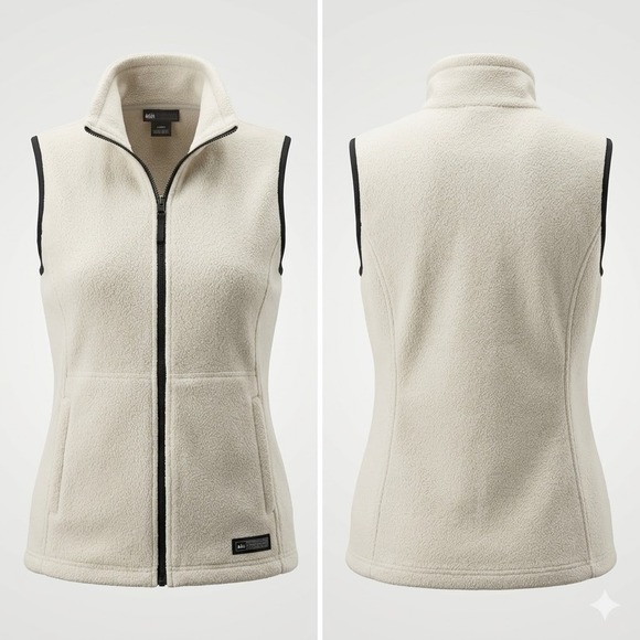 REI Jackets & Blazers - REI Womens Vest Fleece‎ Full Zip Large Cream Sherpa Outdoor Hiking Gorpcore